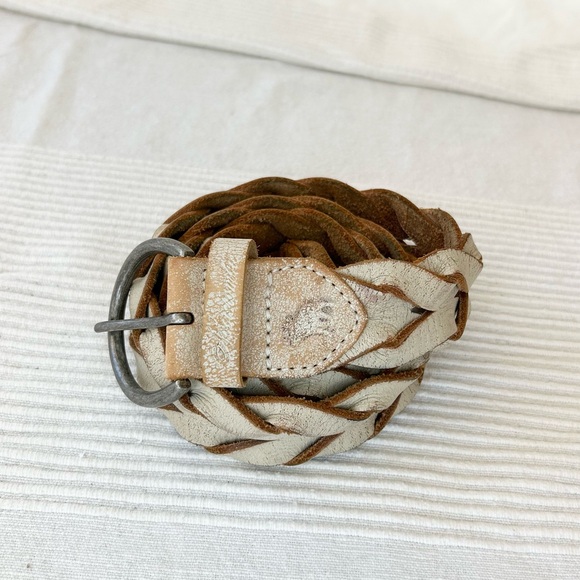 Abercrombie & Fitch Women's Cream and Tan Braided Leather Belt - Picture 6 of 11